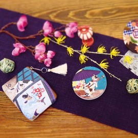 ZAKKA日本和风樱花季双面便携化妆镜零钱包卡包礼物