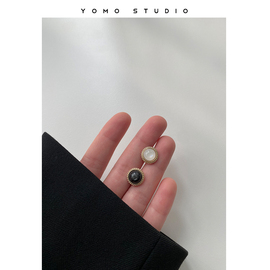 YOMOSTUDIO 珠光黑色白色纽扣金属法式扣子上衣衬衫扣女针织衫扣