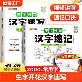 小学生汉字速记思维导图升级版生字开花汉字，速写一二三四五六年级儿童趣味，识字书学生学字练习册语文生字预习卡