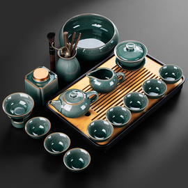 哥窑茶具套装2023功夫茶具茶壶，泡茶整套家用盖碗茶杯茶盘中式