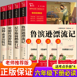 鲁滨逊漂流记原著正版六年级下册课外书必读书目爱丽丝梦游仙境漫游奇境 小学6下学期尼尔斯骑鹅旅行记汤姆索亚历险记鲁滨孙完整版