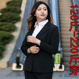 胖MM200斤西装外套女中长款西服套装学生面试工作加肥加大码职业