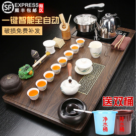整套茶具套装全自动烧水壶一体茶盘，家用客厅泡茶功夫茶台现代简约