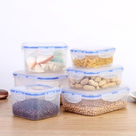 透明塑料食物收纳盒厨房冰箱方形储物盒密封保鲜盒子家用商用加厚