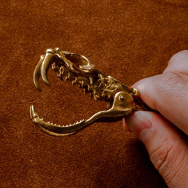 黄铜做旧蛇头骨响尾蛇尾巴钥匙扣挂饰复古挂件钥匙链金属钥匙挂件