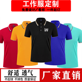 夏翻领(夏翻领)短袖，polo衫定制工作服印字logo公司工衣团建t恤文化衫刺绣