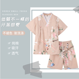 纯棉花汗蒸服女款洗浴中心足疗店客人衣服足浴服按摩睡衣桑拿服男