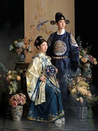 孕妇明代汉服拍照中式传统套装，影楼情侣主题古典明制摄影服装