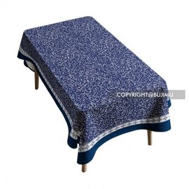 新中式青花桌布美式轻奢民族台布防水防烫棉麻高级长方形茶几盖布