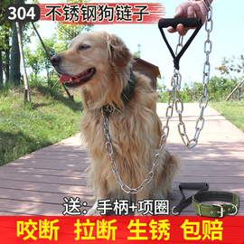 304不锈钢狗链子大型犬中型犬铁链项圈防咬断栓狗绳小型犬牵引绳