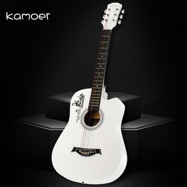 卡摩迩38寸纪念版白色民谣木吉他初学者入门男女生练习吉它品牌