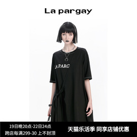 Lapargay纳帕佳春夏女装裙子个性时尚短袖围裹式两穿连衣裙潮