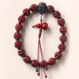 印度小叶紫檀佛珠手串，20mm十八罗汉手持念珠子，木雕手把件搭配小葫