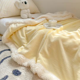 ins博主风羊羔绒毛毯冬季加厚保暖牛奶绒软糯沙发盖毯午睡空调毯