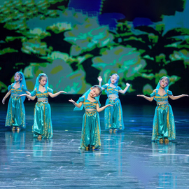 印度舞蹈服装女儿童六一幼儿新疆舞，民族舞合唱表，演出服茉莉公主裙