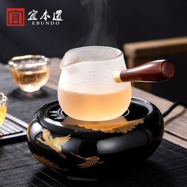 玻璃公道杯茶漏套装茶道零配分茶器金银烧实木把耐热公杯茶滤一体