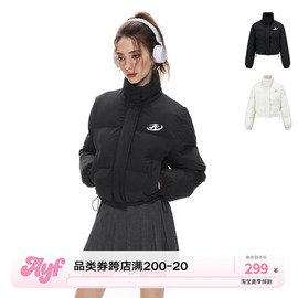 AYF短款印花棉服 冬季美式设计感百搭休闲气质短款慵懒棉服外套女