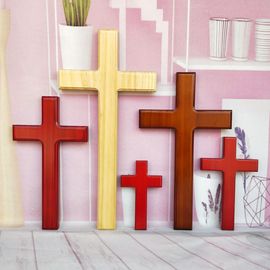沁美地教会装饰实木十字架墙挂壁挂饰品客厅木质大红色多色