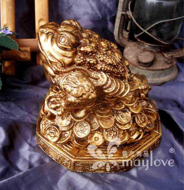 祭神拜神用具金箔仿古金蟾财神 恭喜发财旺财 工艺陶瓷品摆饰定制