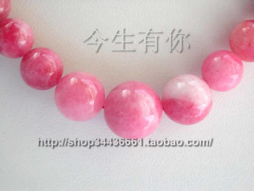 今生有你漂亮的天然6-14mm粉玉项链简约大方颈饰配饰女包邮