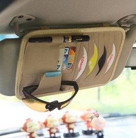 汽车cd包真皮挂式遮阳板车载cd夹碟片夹套，车用cd夹包眼镜夹