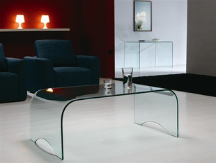 热弯钢化玻璃茶几不锈钢电视柜电脑桌玻璃餐台方圆长角几咖啡台