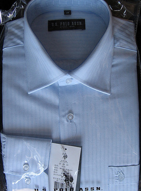 U.S.POLOASSN保罗（美国马球协会）专柜精品男士蓝色竖条长袖衬衫