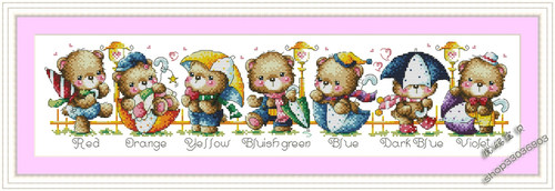 DMC十字绣卡通ZP080SODAG11欢乐小熊 七色小熊cross stitch