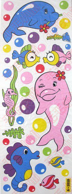 货号:6-1010 [小海豚]彩绘贴画|双面贴|玻璃贴|瓷砖贴|冰箱贴