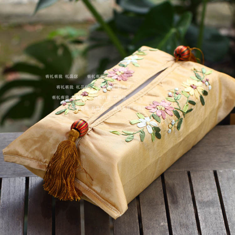 丝带绣花 布艺/纸巾盒/纸巾套--促销(卡奇)