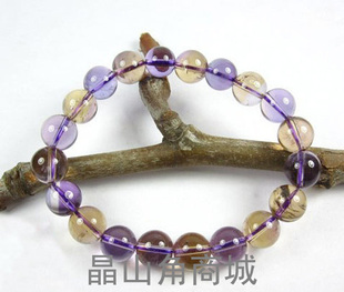 晶山角商城天然紫黄晶圆珠手链规格：10MM