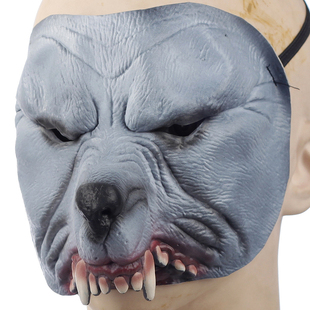 万圣节化妆舞会恐怖整人鬼脸面具道具乳胶面具R146吸血狼嘴面具