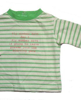 乐天BABY*法单tape a l oeil 0-6个月绿色条纹全棉长袖T恤