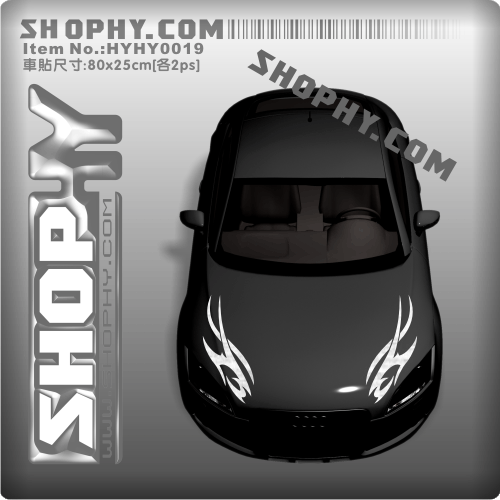 [SHOPHY车贴]金属色系列拉丝银引擎盖贴HY0019