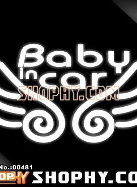 汽车踏板车贴纸3M反光贴00481小天使小孩在车内BABYINCAR