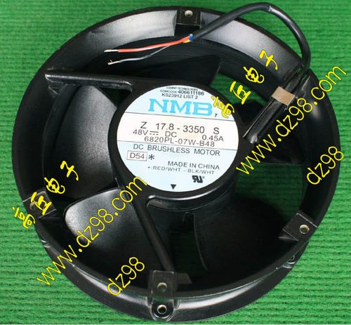 NMB 6820PL-07W-B48 48V 0.45A 滚珠轴承风扇 铸铝支架