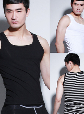 2件包邮正品INTOUCH男士背心时尚紧身纯棉潮男方领运动背心汗背心