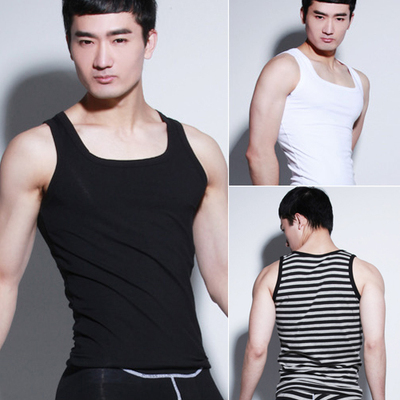 时尚紧身纯棉运动汗背心男士背心