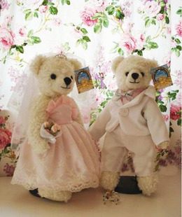 3皇冠 新款婚纱礼服结婚熊对熊~情侣娃娃~泰迪熊可动关节婚车娃娃