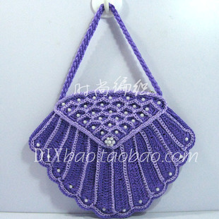 紫色贝壳编织包/钩编包/钩包线/钩包材料/钩包教程