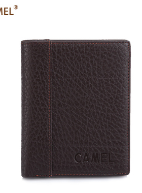 【非卖品】Camel牛皮 竖款 高档车线 男士 短款 钱包MC076163-0