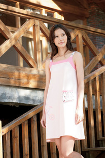 专柜正品康妮雅家居服纯棉睡裙夏季马卡龙粉橙色吊带裙公主睡衣女