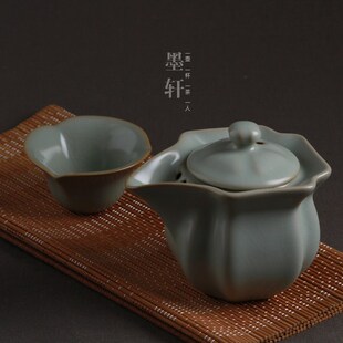 开片汝瓷茶具/问鼎鼎峰汝窑天青色 含香禅泡盖碗 公道杯 内有折扣