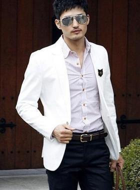 厂家/定制白色/主持人/结婚礼服司仪男士新郎休闲韩版西服