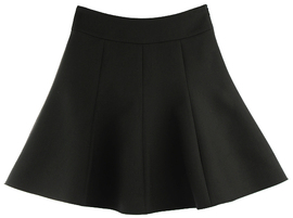jfs原创ol通勤显瘦短裙，超实穿中高腰八片式伞裙黑色