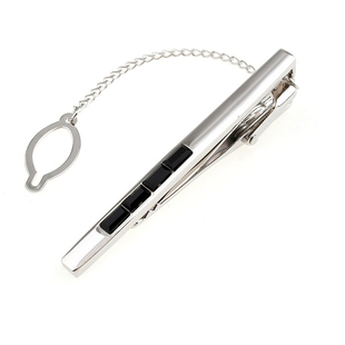 斯巴达 黑色 人造水晶*4 电镀白金 领带夹领夹男士男式