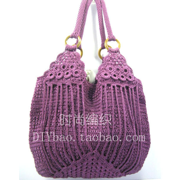 枣红色拉丝包 钩包材料 钩包线 手工包 编织包