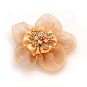 Smiling Korean flower sewing rhinestones brooch women fancy brooch pin clasp Korea jewelry 34938