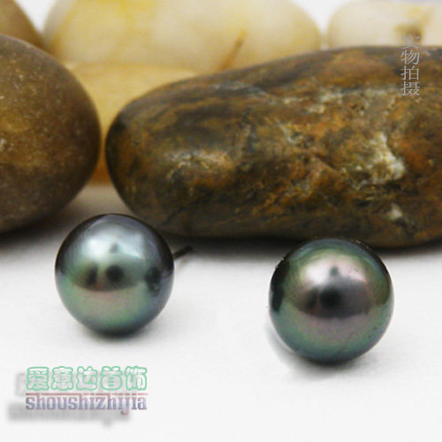 男女可戴柔美珍珠配饰9mm天然珍珠耳环百搭925纯银耳钉耳饰品包邮