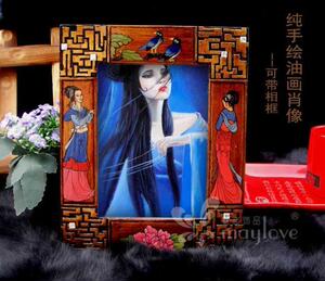 肖像油画 婚纱照油画 人物照片油画 手绘照片油画定制 带精美相框